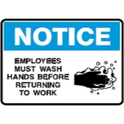 Brady Safety Sign Notice Wash Hands Before Returning H450xW600mm Metal