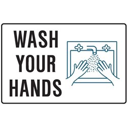 Brady Safety Sign Pictogram Wash Your Hands H450xW600mm Polypropylene