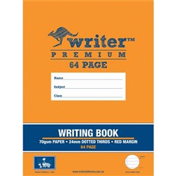 Writer Premium Exercise Book 245x330mm 24mm Dotted Thirds 64 Pages