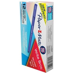 Paper Mate Write Bros Ballpoint Pen Medium 1mm Blue Pack of 12