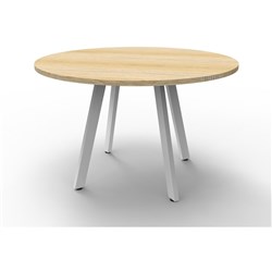 Eternity Round Meeting Table 1200mm Diam Top Oak Top White Base
