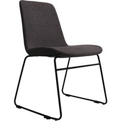 TEMPO VISITOR CHAIR BLACK SLED BASE GREY PADDED FABRIC UPHOLSTERY