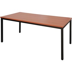 Rapidline Steel Frame Table 730Hx1500Wx750mmD Cherry Top Black Frame