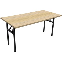 Rapidline Steel Folding Table 730Hx1800Wx900mmD Natural Oak Top Black Frame