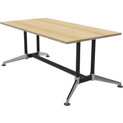 Rapidline Typhoon Meeting Table 750Hx900Wx1800mmD Natural Oak Top Black Frame