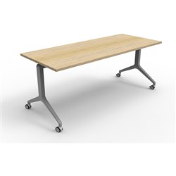 Rapidline Flip Top  Table 730Hx1500Wx750mmD Natural Oak Top Silver Frame