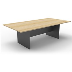 Rapidline Rectangle Boardroom Table 730Hx1200Wx2400mmD Natural Oak Top Ironstone Base