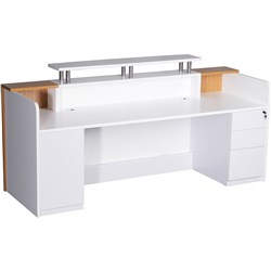 Rapid Marquee Reception Counter 1150Hx2400Wx835mmD Glossy White and Zebra