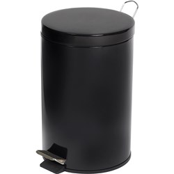 Compass Round Powder Coated Pedal Bin 12 Litre Black