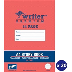 WRITER PREMIUM STORY BOOK A4 64 PAGE 2/3 PLAIN & 1/3 SOLID RULED WITH MARGIN