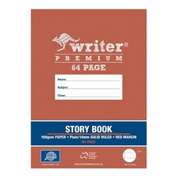 Writer Premium Story Book A4 64 Page 1/2 Plain And 1/2 18mm Solid Ruled With Margin Cap