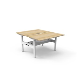Rapidline Halo Static Back To Back Workstation + Cable Tray 2 Person 1200Wx730mmH Oak/Wht