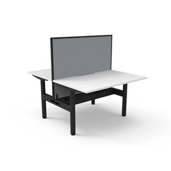 Rapidline Halo Static Back To Back Workstation+Screen+Tray 2 Person 1200W x 1330mmH Wht/Blk