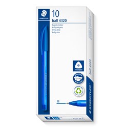 Staedtler 4320 Stick Triangular Ballpoint Pen Medium 1.0mm Blue Box of 10