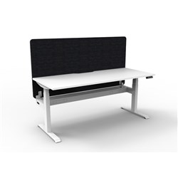 Rapidline Boost+ Workstation + Black Eco Screen + Cable Tray 1200Wx750Dx620-1270mmH Wht/Wht