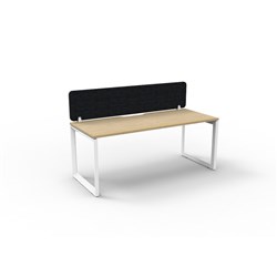 Rapidline Deluxe Infinity Desk Loop Leg Single Sided + Black Eco Screen 1500Wx730mmH Oak/Wh