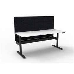 Rapidline Halo+ Single Sided Workstation + Black Eco Screen +Tray 1800Wx620-1270mmH Wht/Bl