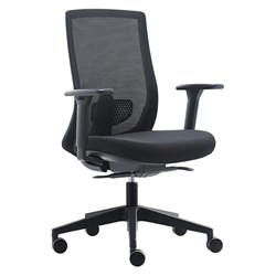 Polo Executive High Back Chair With Seat Slider With Arms Black Mesh Back Fabric Seat