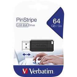 VERBATIM STORE'N'GO DRIVE Pinstripe 64GB USB Black