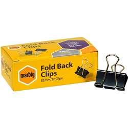 MARBIG FOLD BACK CLIP 32MM PKT