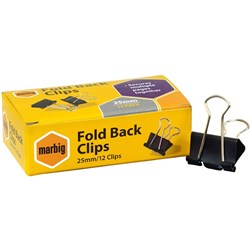 MARBIG FOLD BACK 25MM CLIP PKT