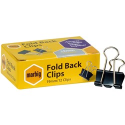 MARBIG FOLD BACK CLIP 19MM PKT 87070