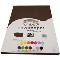 RAINBOW COVER PAPER A3 125GSM BROWN PK 100SHTS