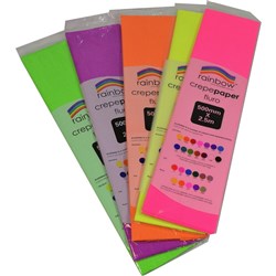 RAINBOW FLURO CREPE 500mmx2 5m Assorted