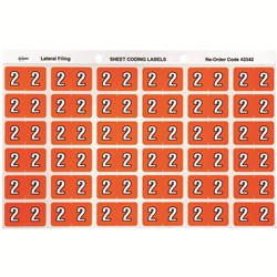 AVERY NUMERIC CODING LABEL 2 Side Tab 25x38mm Orange