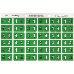 AVERY NUMERIC CODING LABEL "4" SIDE TAB 25MM X 38MM L/GREEN