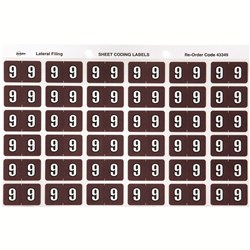 AVERY NUMERIC CODING LABEL 9 Side Tab 25x38mm Brown