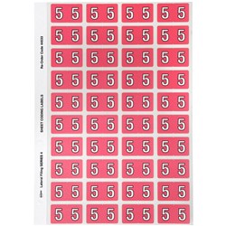 AVERY NUMERIC CODING LABEL "5" Side Tab 25x42mm Pink