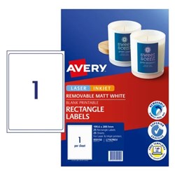 AVERY L7167REV LASER LABELS REMOVABLE 1 SHEET 199.6X289.1