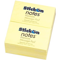 BEAUTONE STICK ON NOTES 76 x 127mm 100SHTS YELLOW PK12