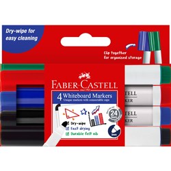 FABER-CASTELL W BOARD MARKERS Whiteboard Assorted Pack of 4