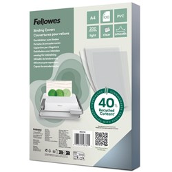 Fellowes Binding Covers A4 200 Micron PVC Clear Pack of 100