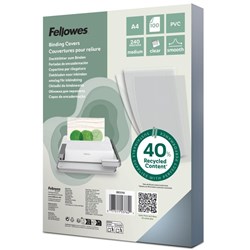 Fellowes Binding Covers A4 240 Micron PVC Clear Pack of 100