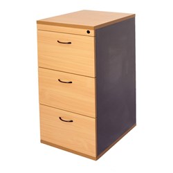 RAPID WORKER 3 DRAWER FILING CABINET BEECH & IRONSTONE 465W x 600D x 998mmH