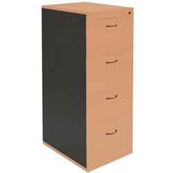 RAPID WORKER 4 DRAWER FILING CABINET BEECH & IRONSTONE 465W x 600D x 1300mmH