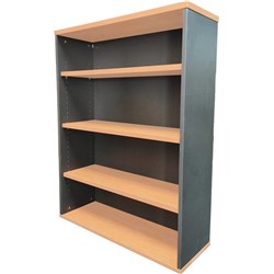 RAPID WORKER BOOKCASE BEECH & IRONSTONE 1200H x 900W x 300