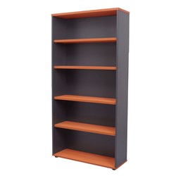 RAPID WORKER BOOKCASE 1800H X 900W X 300D 4 SHELF CHERRY & IRONSTONE