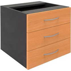 RAPID WORKER 3 BOX DRAWER BEECH & IRONSTONE 465W x 447D x 454mmH
