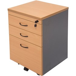3 DRAWER MOBILE PEDESTAL BEECH & IRONSTONE 465Wx 447D x 690mm