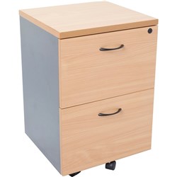 2 FILE DRAWER MOBILE PEDESTAL BEECH & IRONSTONE 690H x 465D x 447W