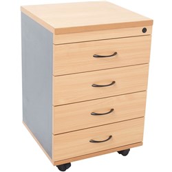 RAPID WORKER 4 DRAWER MOBILE PEDESTAL BEECH & IRONSTONE 465W x 447D x 690mmH