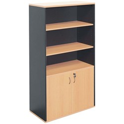 RAPID WORKER WALL UNIT HALF DOOR 1800H X 900W X 450D BEECH & IRONSTONE