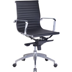 MEDIUM BACK EXECUTIVE BLACK CHAIR WITH CHROME ARMRESTS