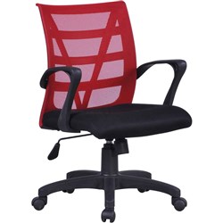 VIENNA  OPERATOR CHAIR RED RED MESH BACK WITH ARMS
