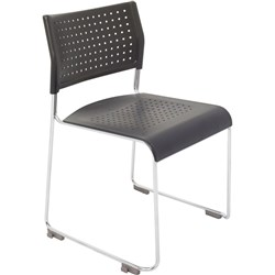 WIMBLEDON CHROME SLED CHAIR BLACK POLY SEAT & BACK