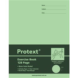 PROTEXT EXRCISE BOOK 225X175MM 8mm Ruled 128pgs Grasshopper